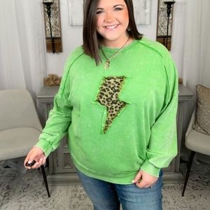 Distressed super cutsie lime green sweatshirt